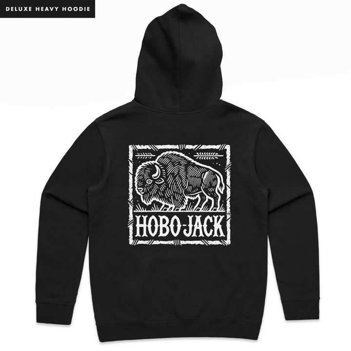 BISON JACK - HEAVY HOODIE - BLACK