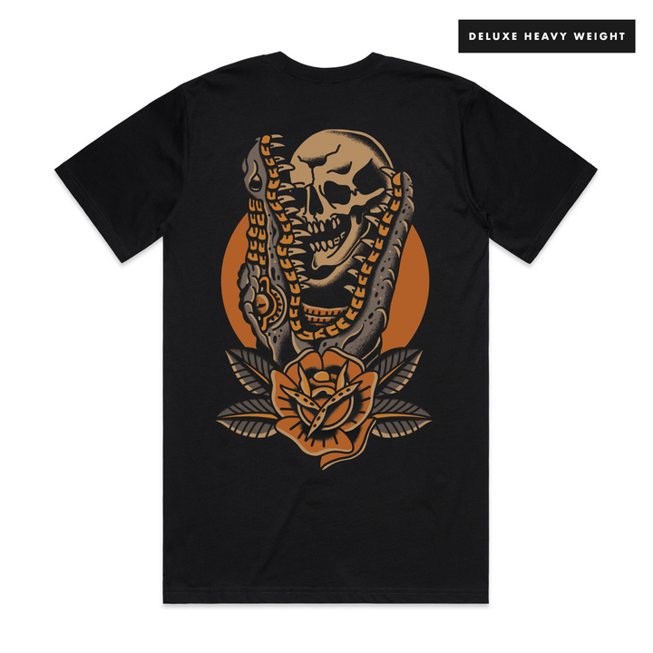 SKULL KEEPER - FRONT & BACK - BLACK T-SHIRT - DELUXE HEAVY