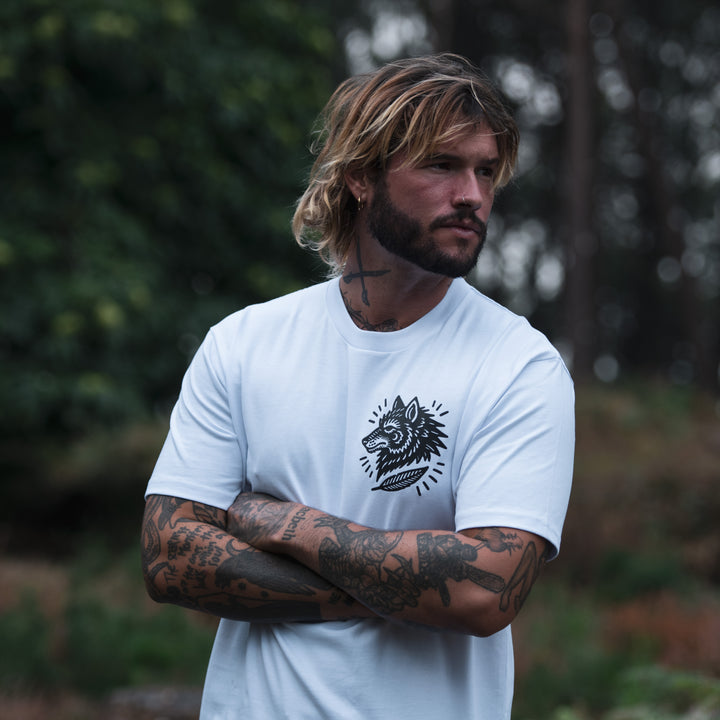 NIGHT HOWL - WHITE POCKET T-SHIRT - DELUXE HEAVY