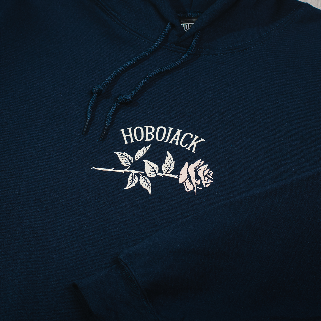 FALLEN ROSE - NAVY HOODIE - NEW STAPLE