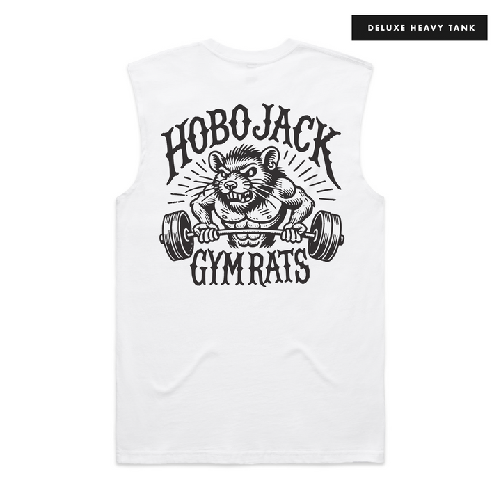 GYM RATS - WHITE TANK - DELUXE HEAVY