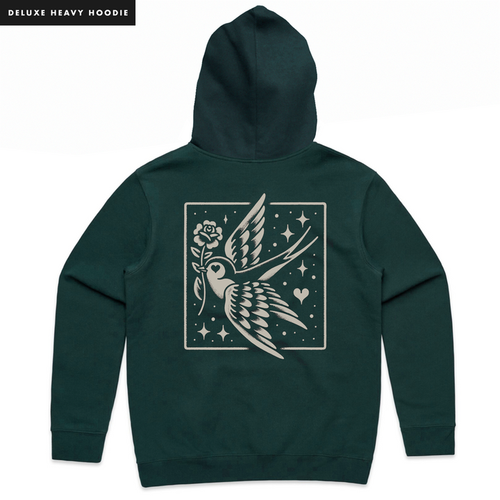 LOVEBIRD - HEAVY HOODIE - PINE GREEN