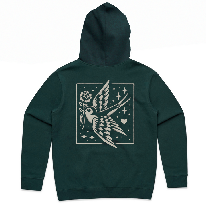 LOVEBIRD - HEAVY HOODIE - PINE GREEN