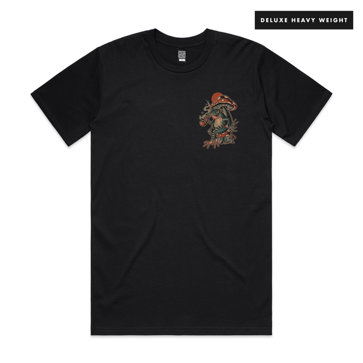 MYSTICAL FROG - FRONT & BACK - BLACK T-SHIRT - DELUXE HEAVY