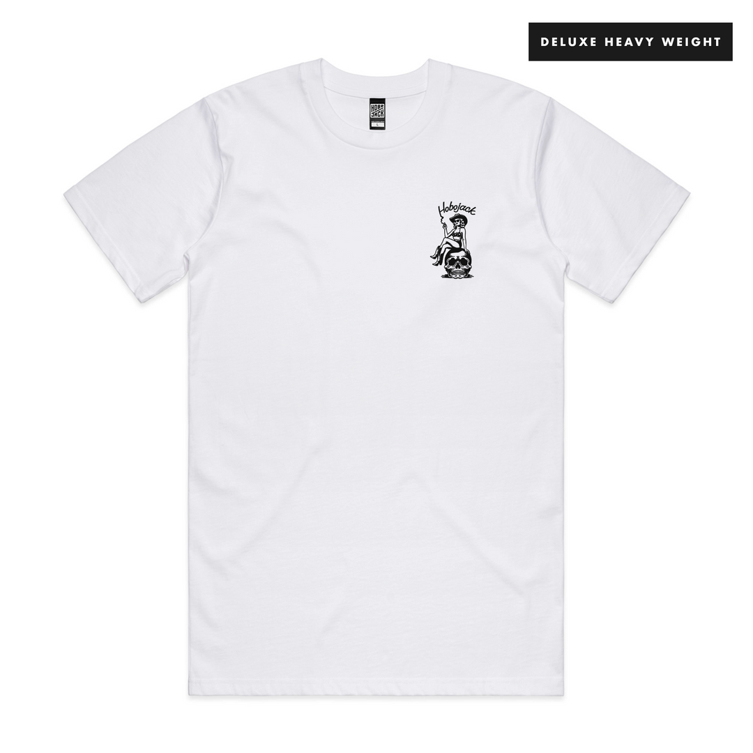 SITTING PRETTY - FRONT & BACK - WHITE T-SHIRT - DELUXE HEAVY