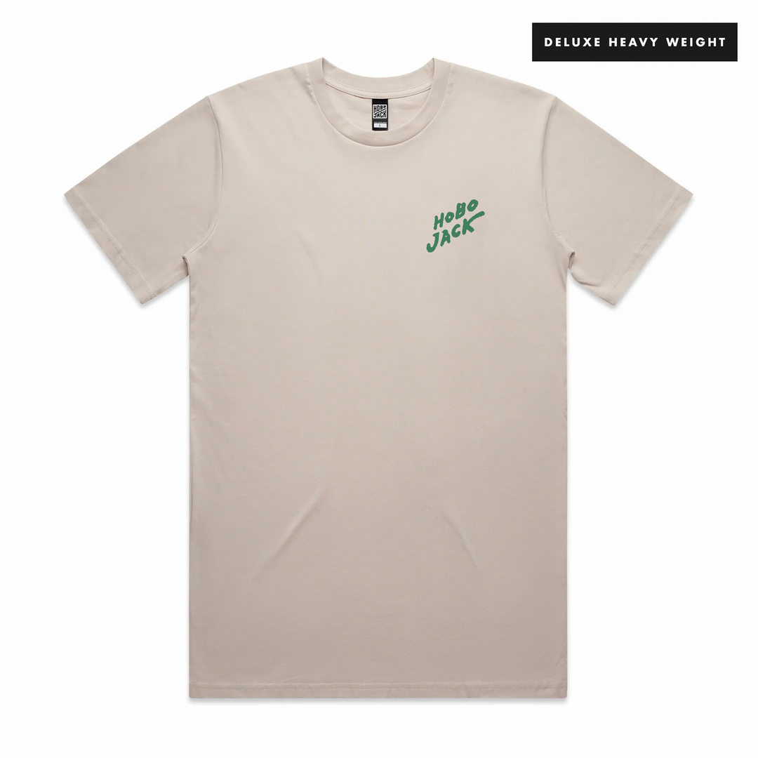 SIGNATURE LOGO - BONE & GREEN T-SHIRT - DELUXE HEAVY